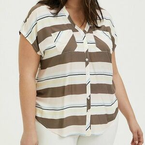 Torrid Multi Stripe Challis Dolman Blouse